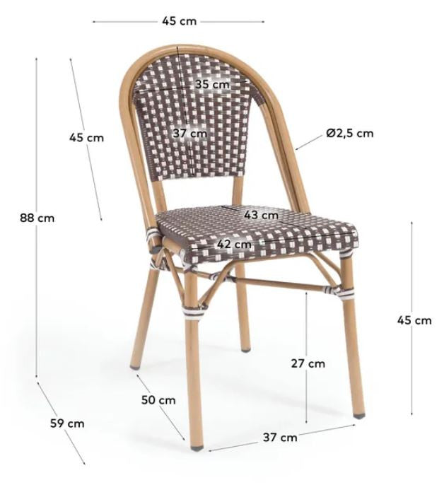 Scaun exterior dining maro/alb din metal Marilyn Kave Home