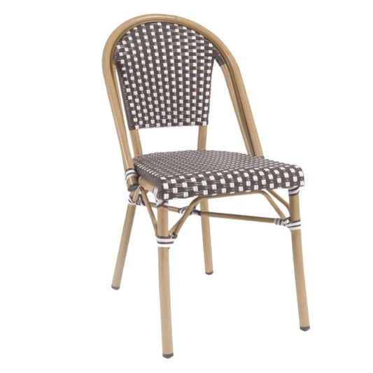 Scaun exterior dining maro/alb din metal Marilyn Kave Home