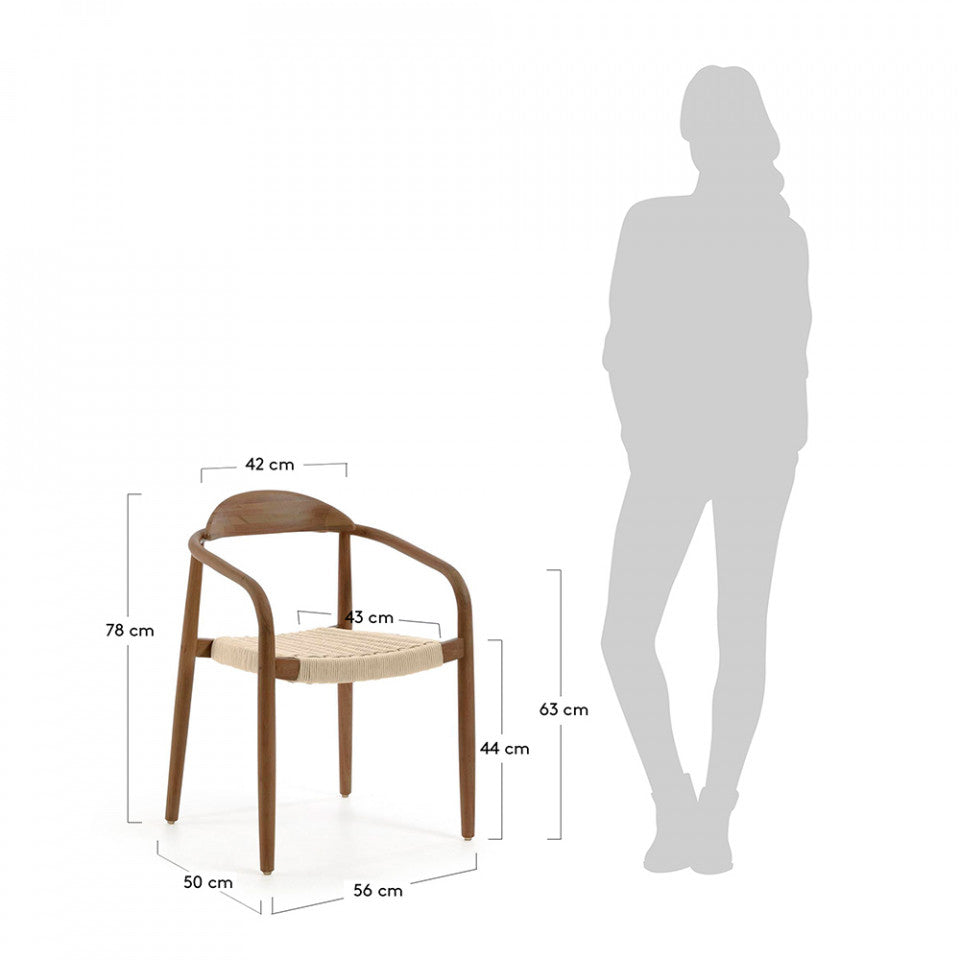 Scaun exterior dining maro/crem din lemn Nina Kave Home