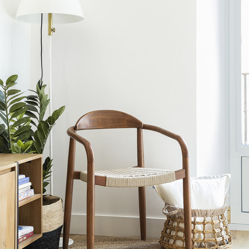 Scaun exterior dining maro/crem din lemn Nina Kave Home
