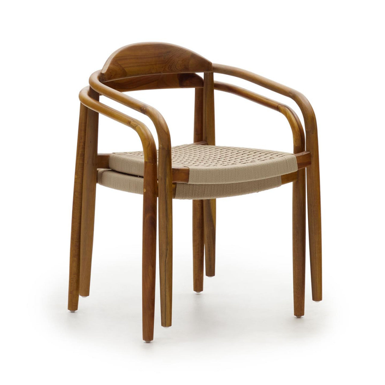 Scaun exterior dining maro/crem din lemn Nina Kave Home