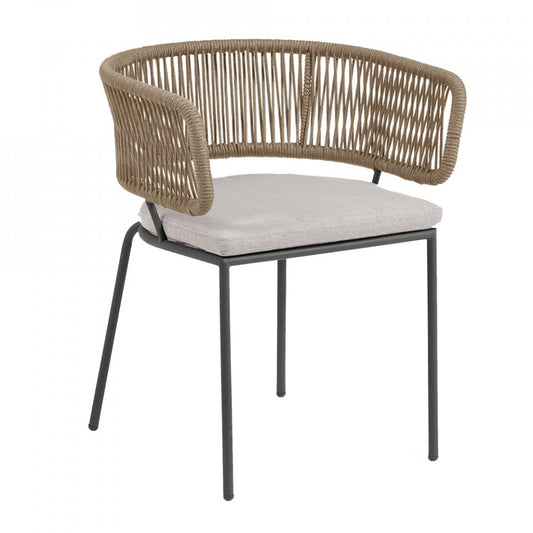 Scaun exterior dining maro deschis din metal Nadin Kave Home