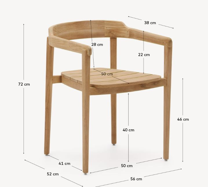 Scaun exterior dining maro din lemn Icaro Plain Kave Home
