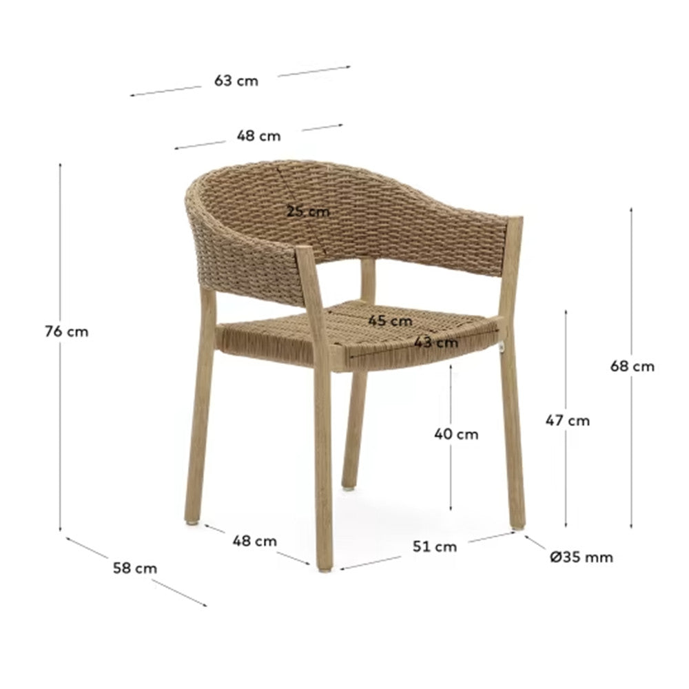 Scaun exterior dining maro din lemn Polar Kave Home