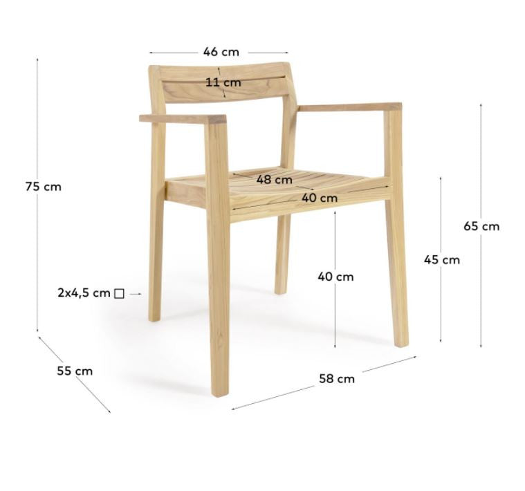 Scaun exterior dining maro din lemn Victoire Kave Home