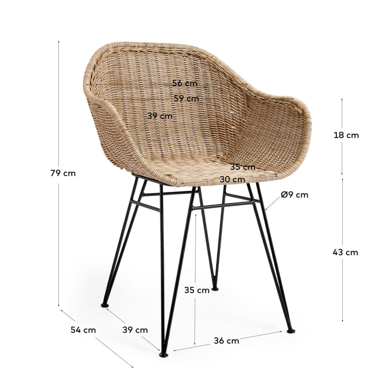 Scaun exterior dining maro din metal Chart Kave Home