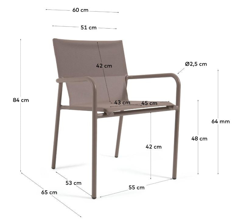 Scaun exterior dining maro din textil Zaltana Kave Home