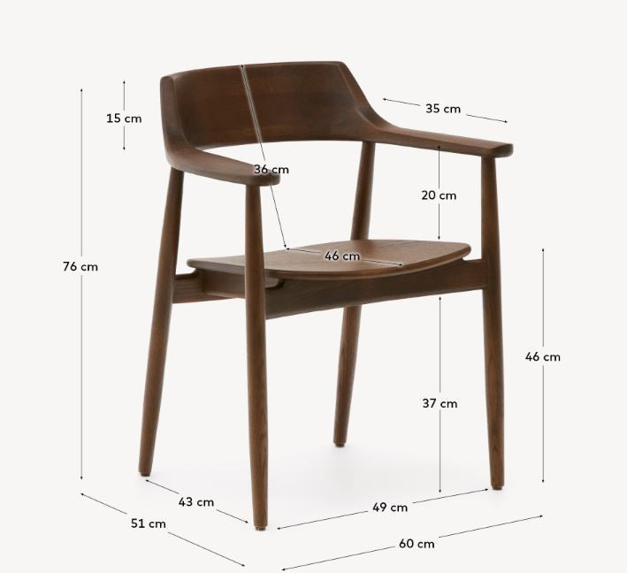 Scaun exterior dining maro inchis din lemn Fondes Kave Home