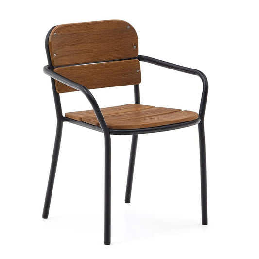 Scaun exterior dining maro/negru din lemn Algueret Kave Home