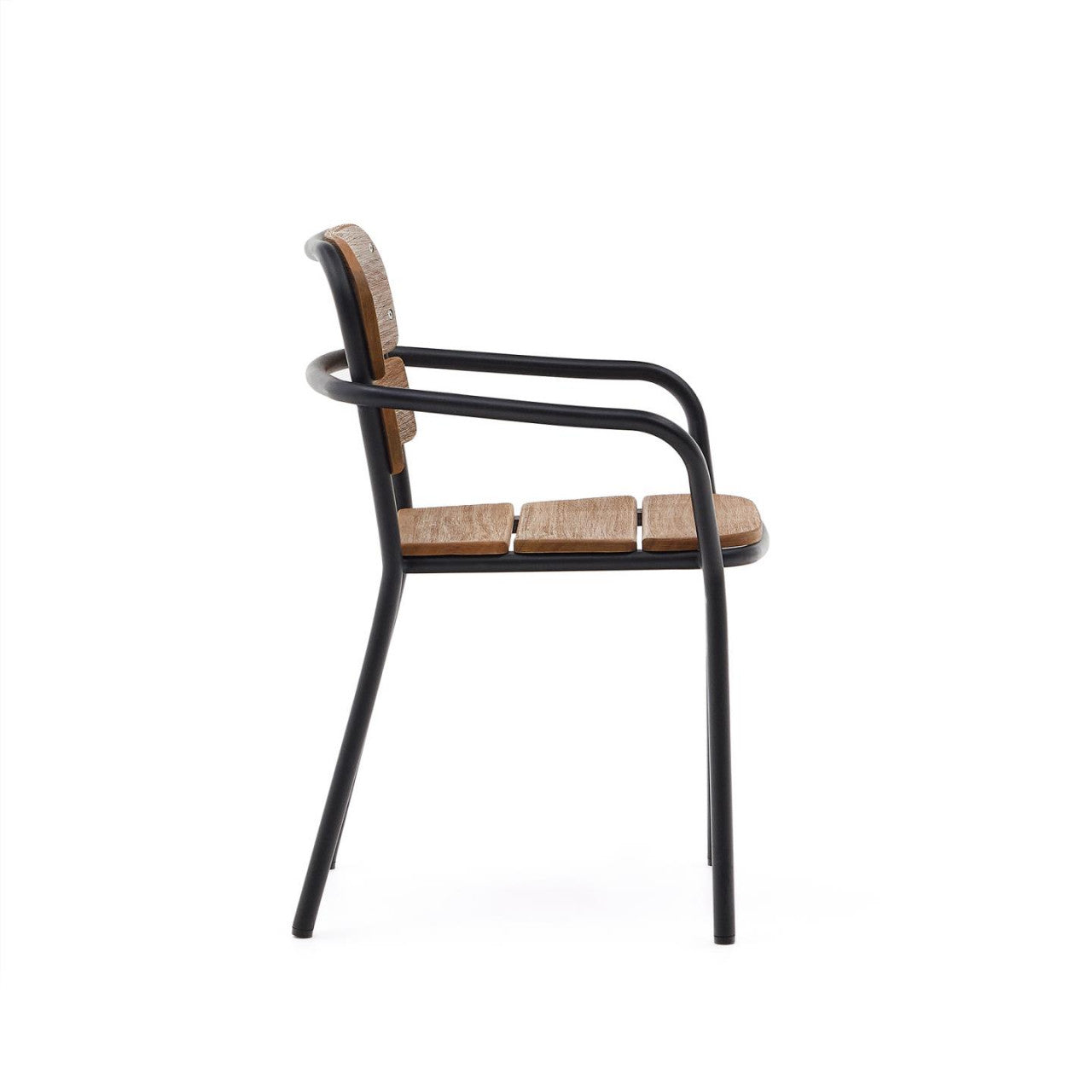Scaun exterior dining maro/negru din lemn Algueret Kave Home