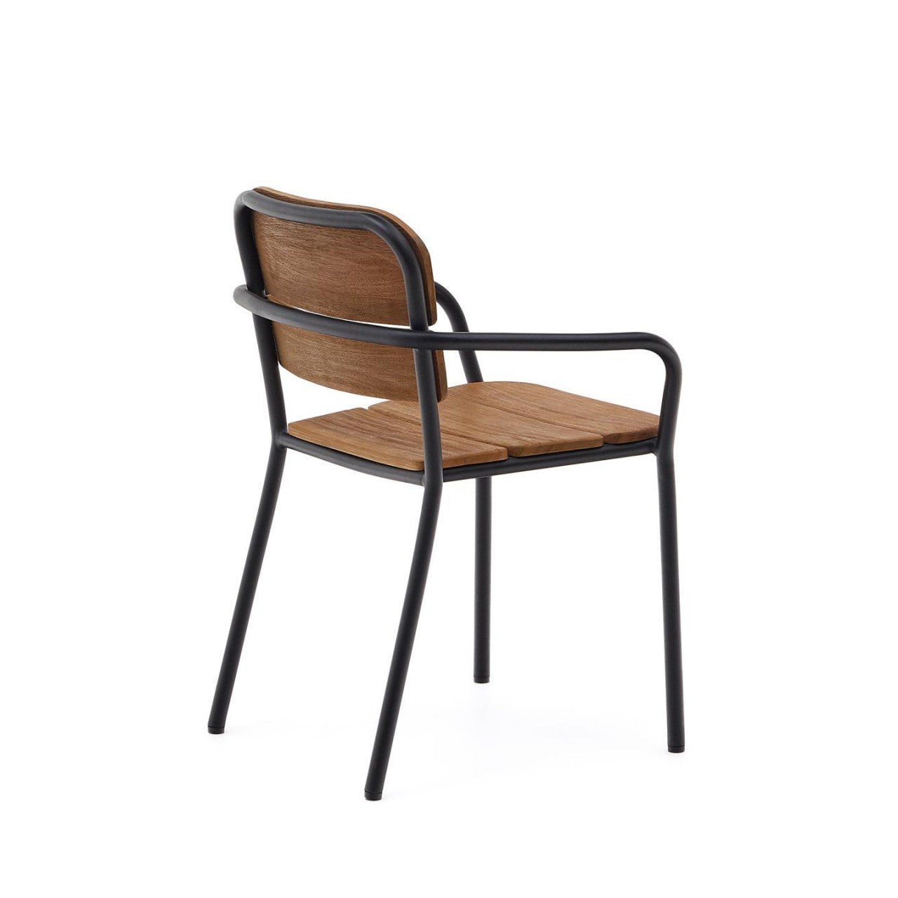 Scaun exterior dining maro/negru din lemn Algueret Kave Home