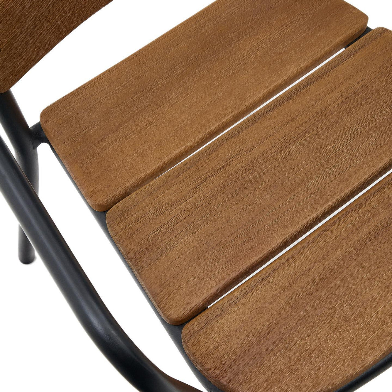 Scaun exterior dining maro/negru din lemn Algueret Kave Home