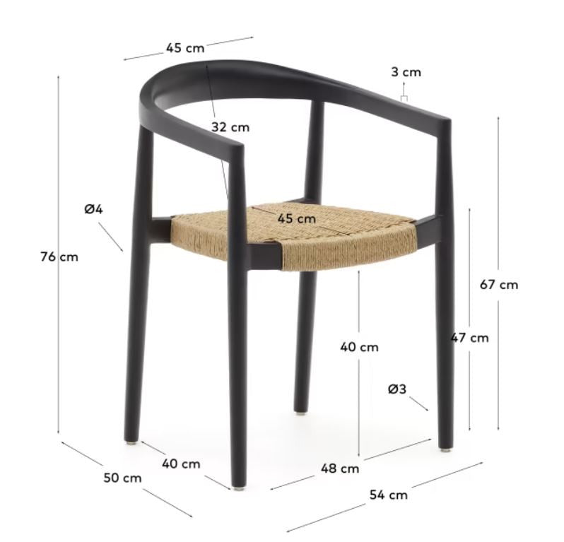 Scaun exterior dining maro/negru din lemn Ydalia Kave Home