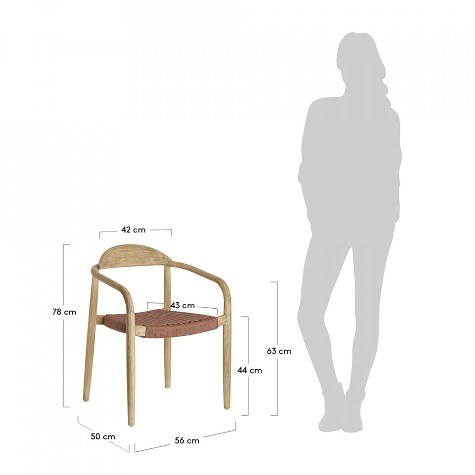 Scaun exterior dining maro teracota din lemn Nina Kave Home
