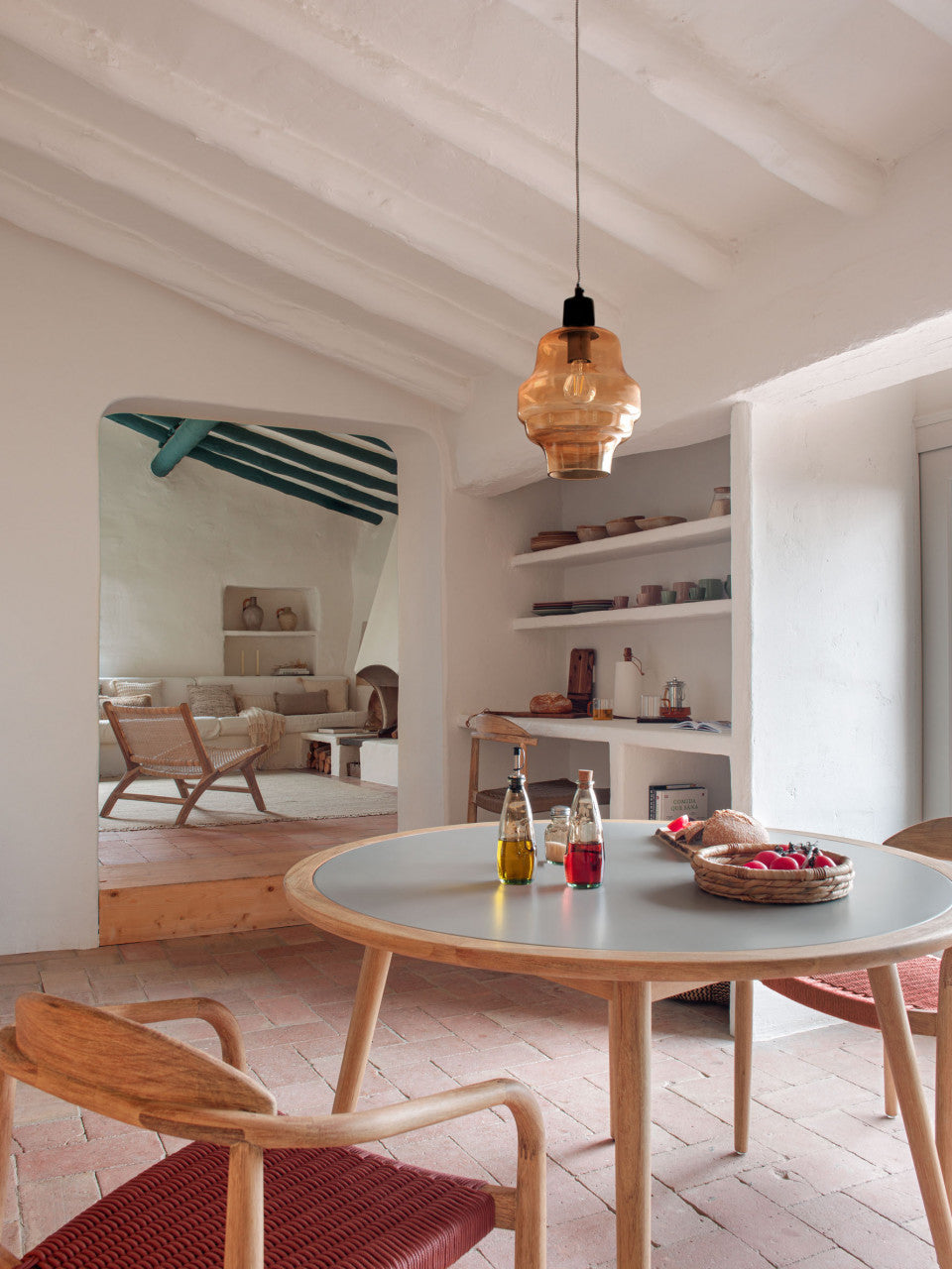 Scaun exterior dining maro teracota din lemn Nina Kave Home