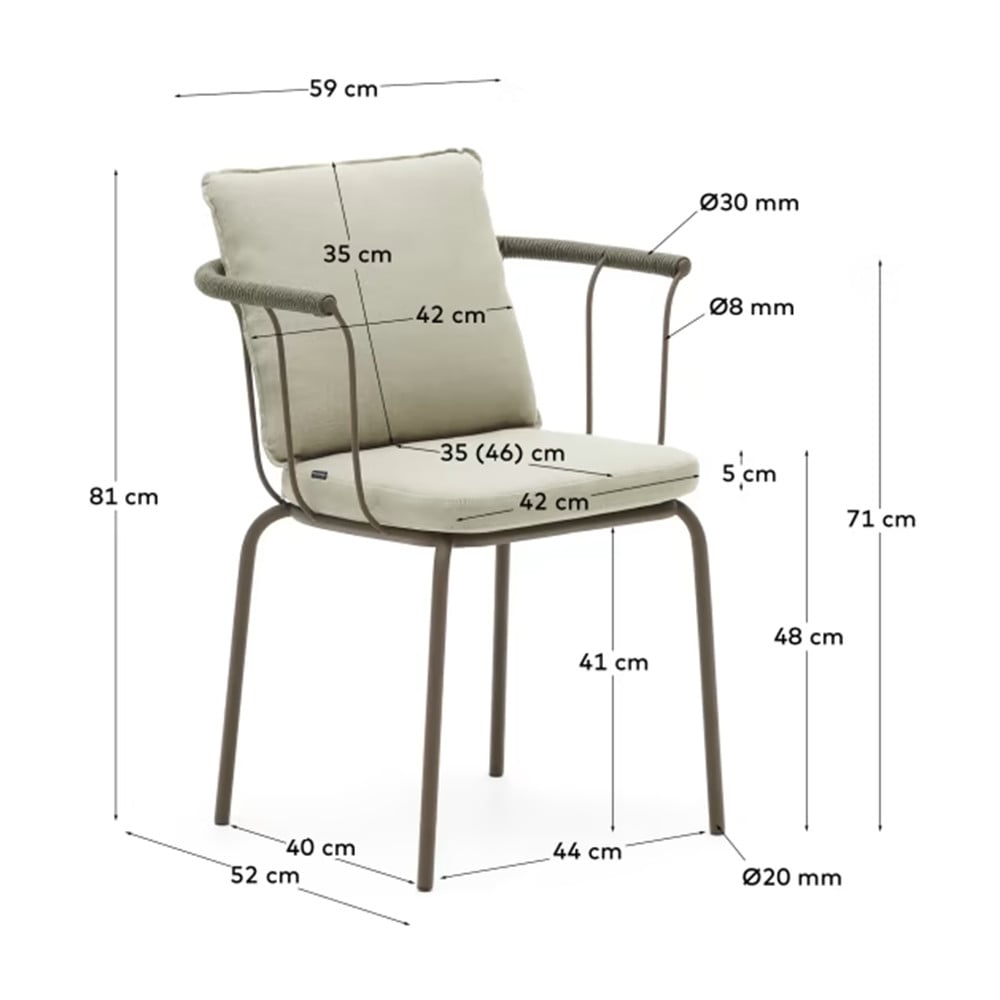 Scaun exterior dining multicolor din textil Salguer Kave Home