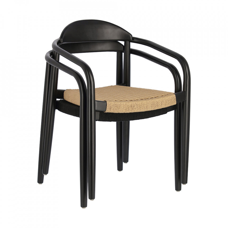 Scaun exterior dining negru din lemn Nina Kave Home