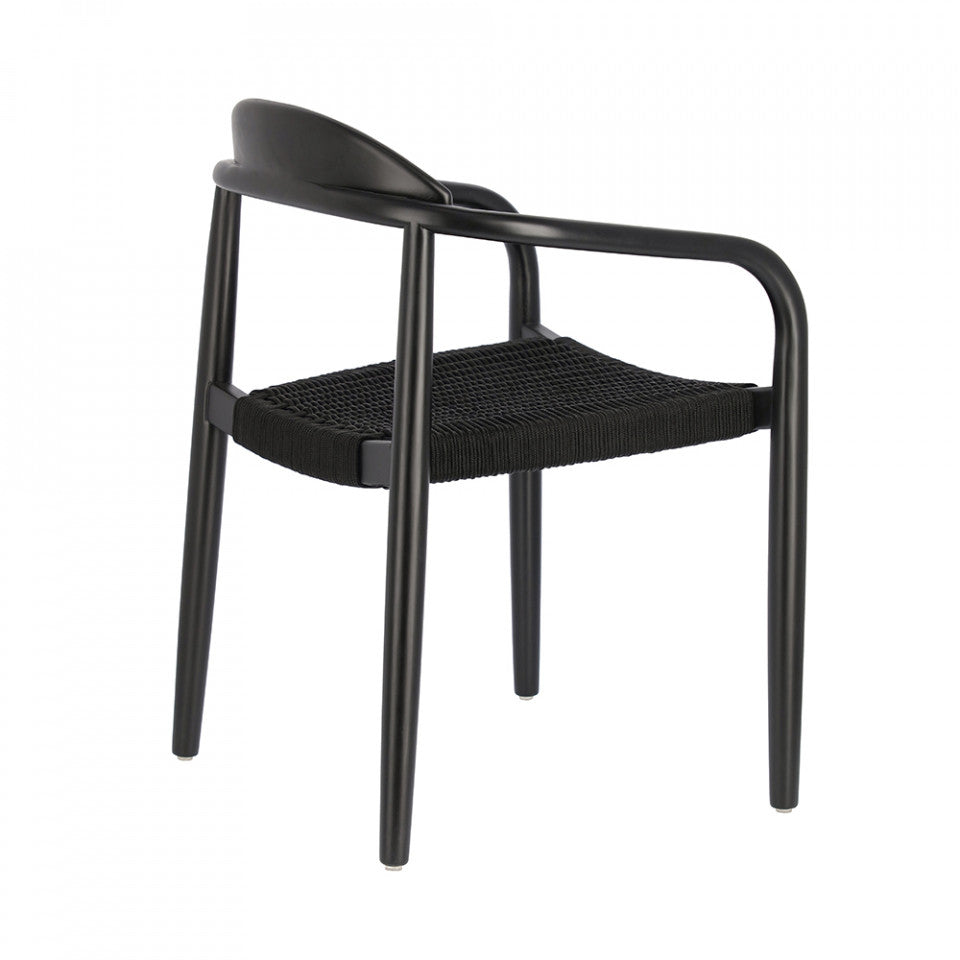 Scaun exterior dining negru din lemn Nina Kave Home