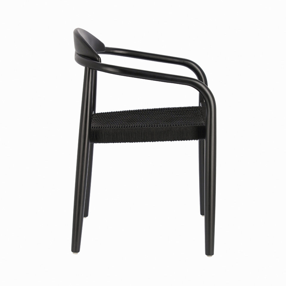 Scaun exterior dining negru din lemn Nina Kave Home