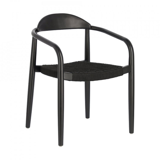 Scaun exterior dining negru din lemn Nina Kave Home
