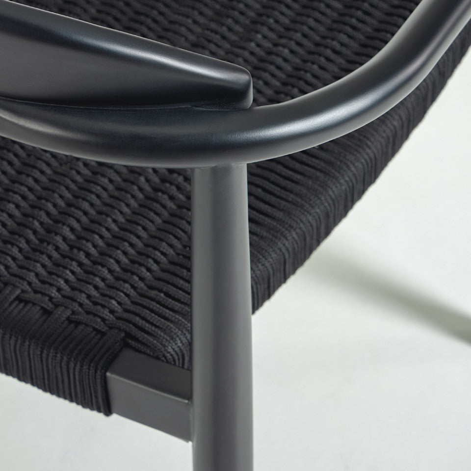 Scaun exterior dining negru din lemn Nina Kave Home