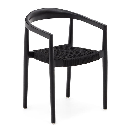 Scaun exterior dining negru din lemn Ydalia Kave Home