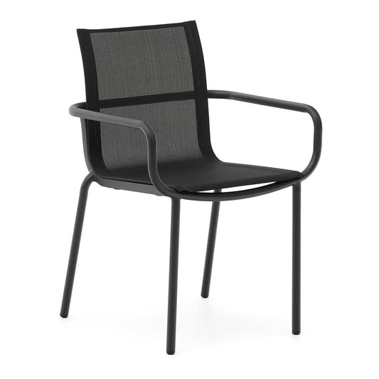 Scaun exterior dining negru din metal Galdana Kave Home