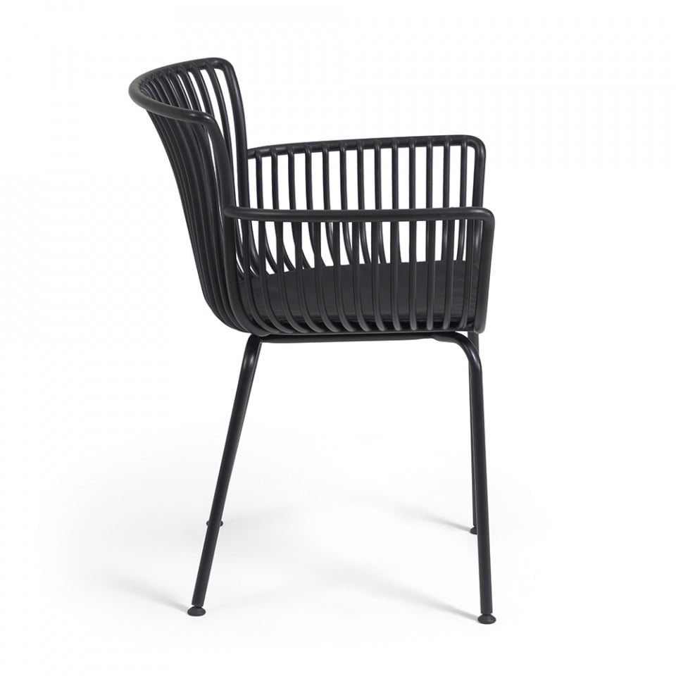Scaun exterior dining negru din metal Surpika Kave Home