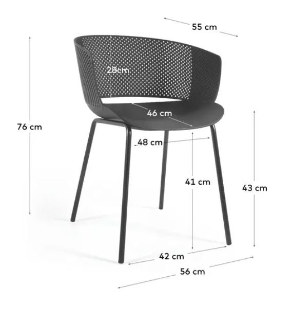 Scaun exterior dining negru din metal Yeray Kave Home