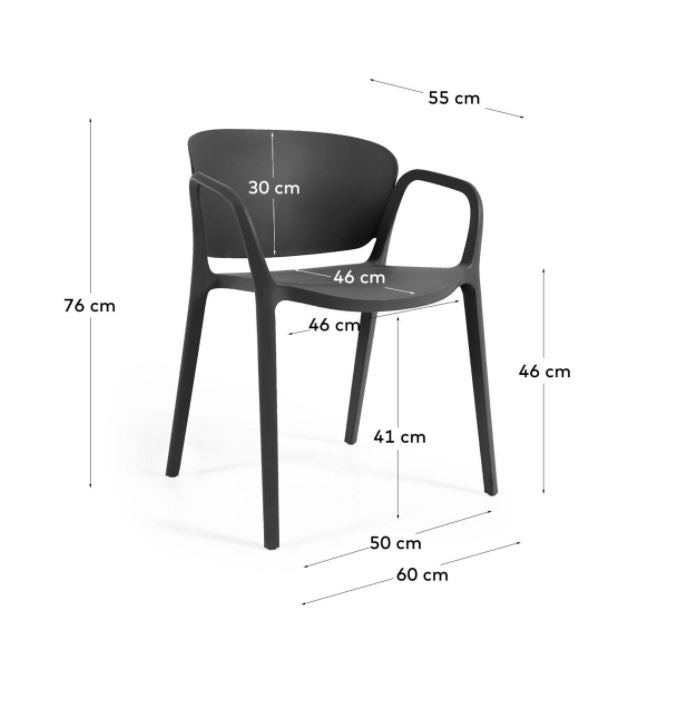 Scaun exterior dining negru din plastic Ania Kave Home