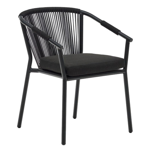 Scaun exterior dining negru din textil Xelida Kave Home