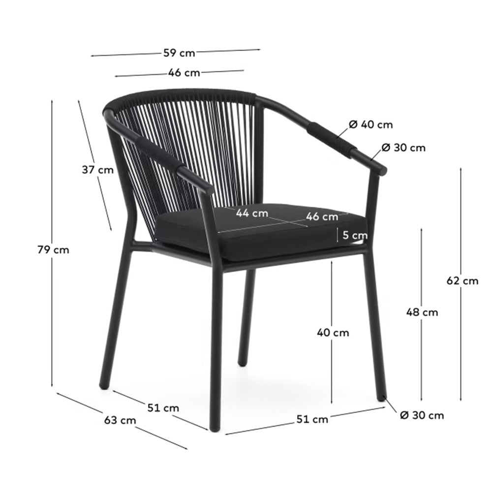 Scaun exterior dining negru din textil Xelida Kave Home