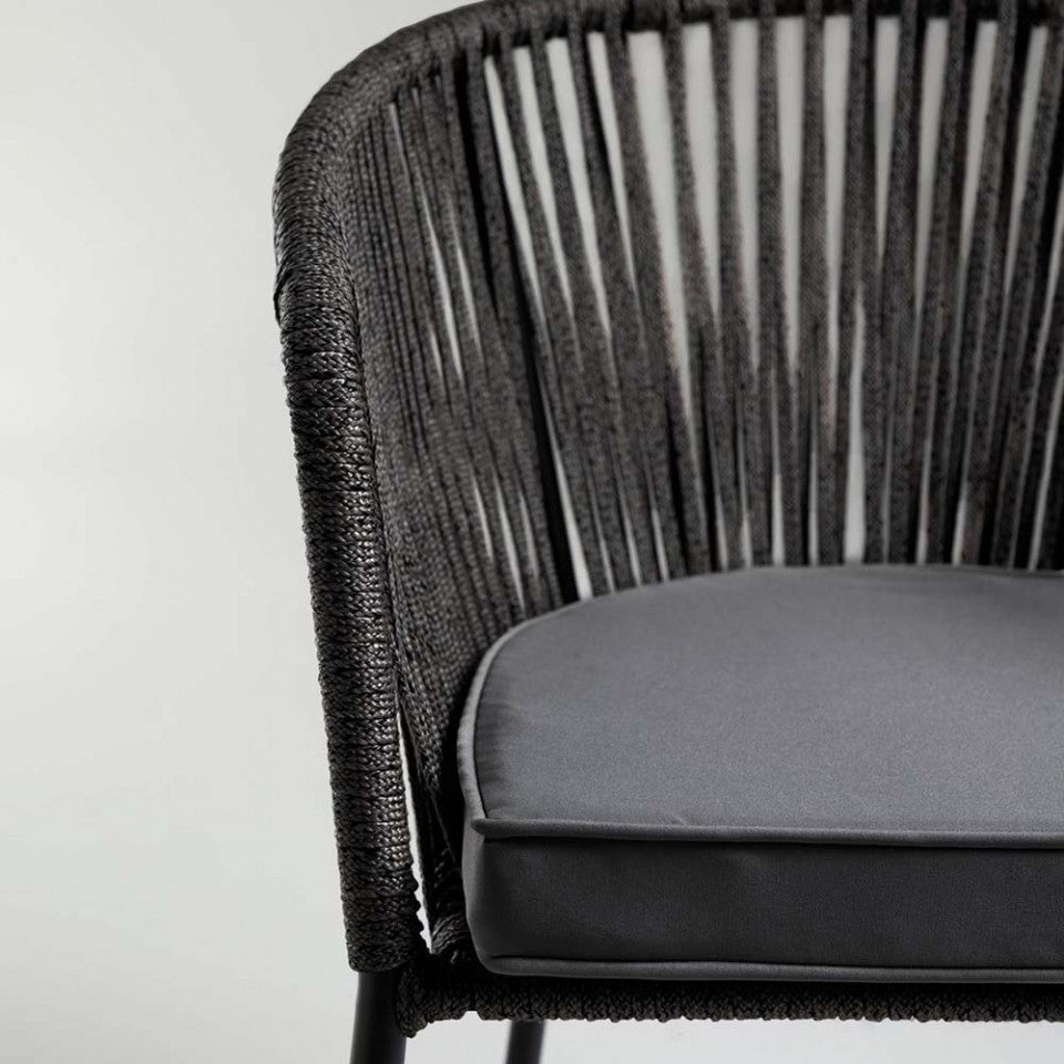 Scaun exterior dining negru din textil Yanet Kave Home