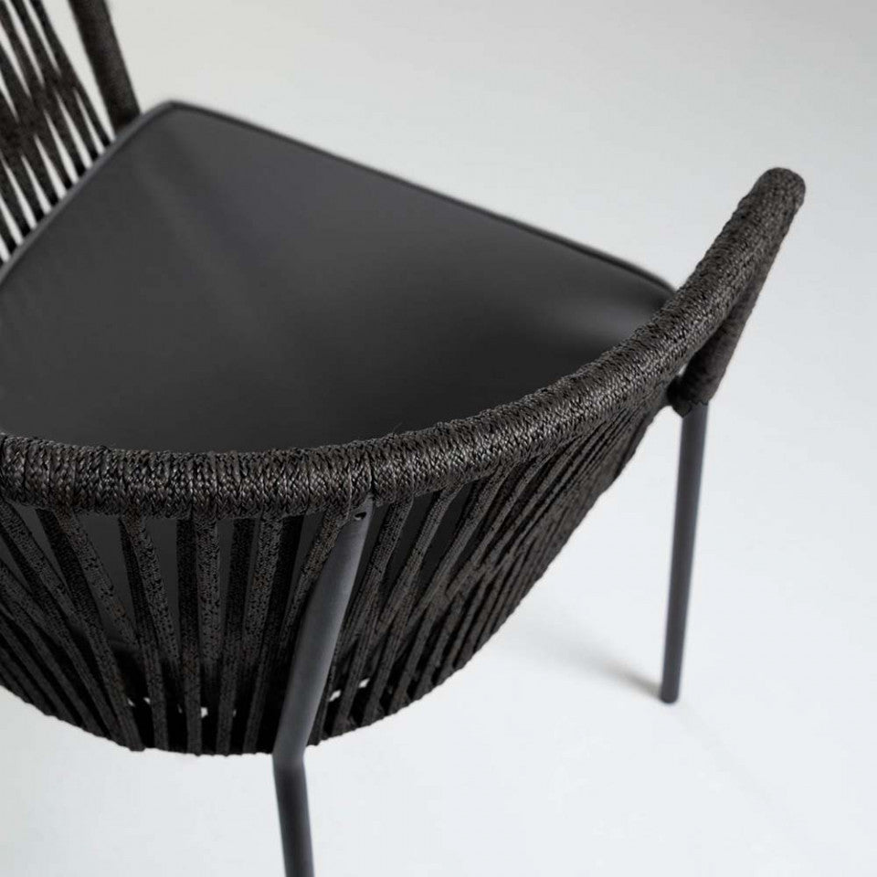 Scaun exterior dining negru din textil Yanet Kave Home