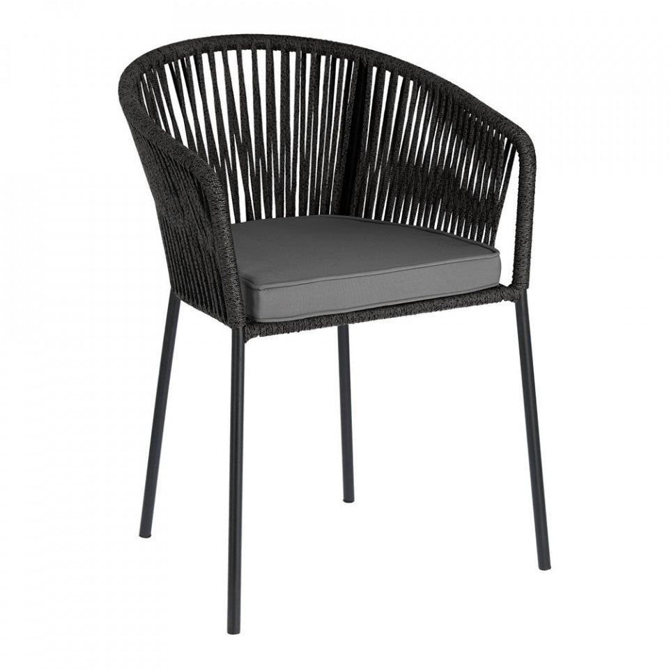 Scaun exterior dining negru din textil Yanet Kave Home