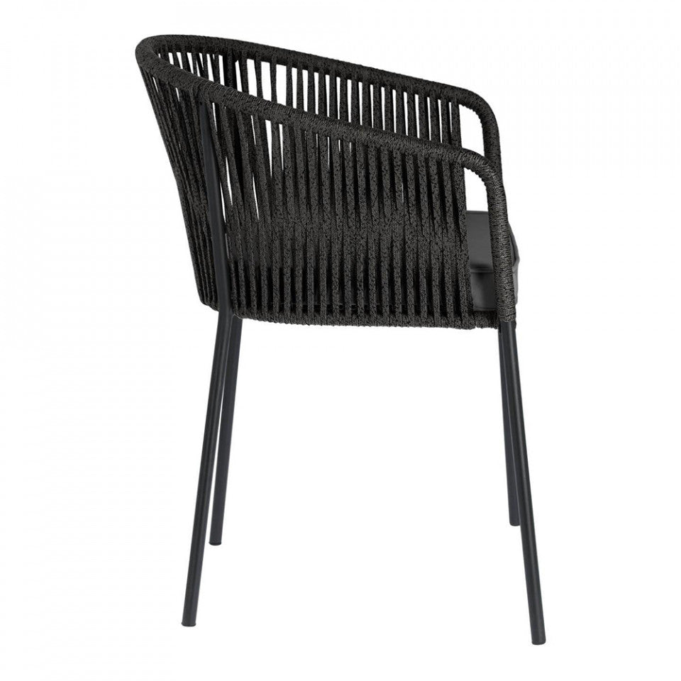 Scaun exterior dining negru din textil Yanet Kave Home