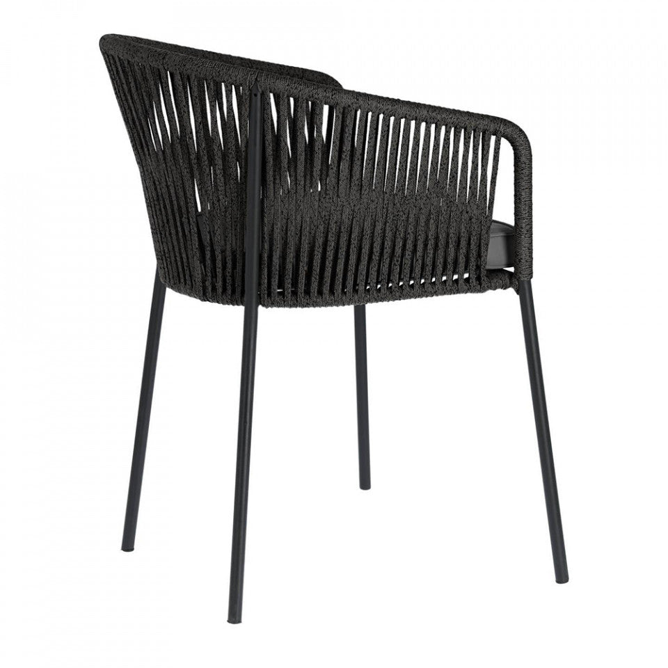 Scaun exterior dining negru din textil Yanet Kave Home