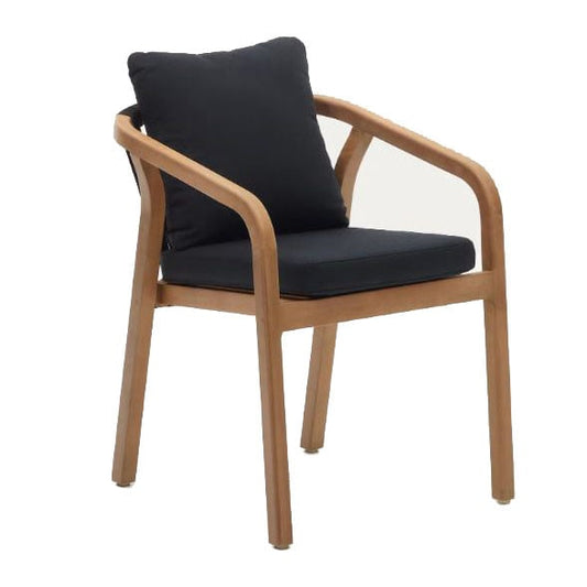 Scaun exterior dining negru/maro din lemn Malaret Kave Home