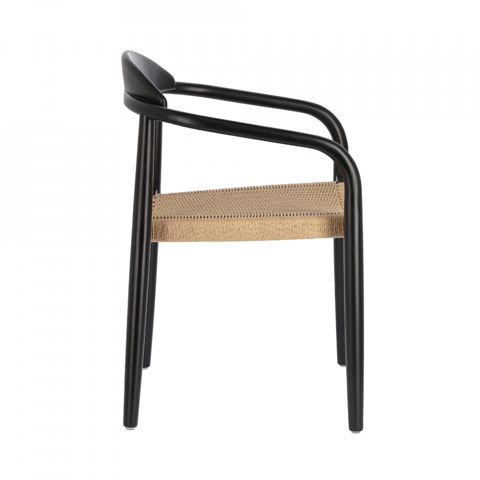 Scaun exterior dining negru/maro din lemn Nina Kave Home
