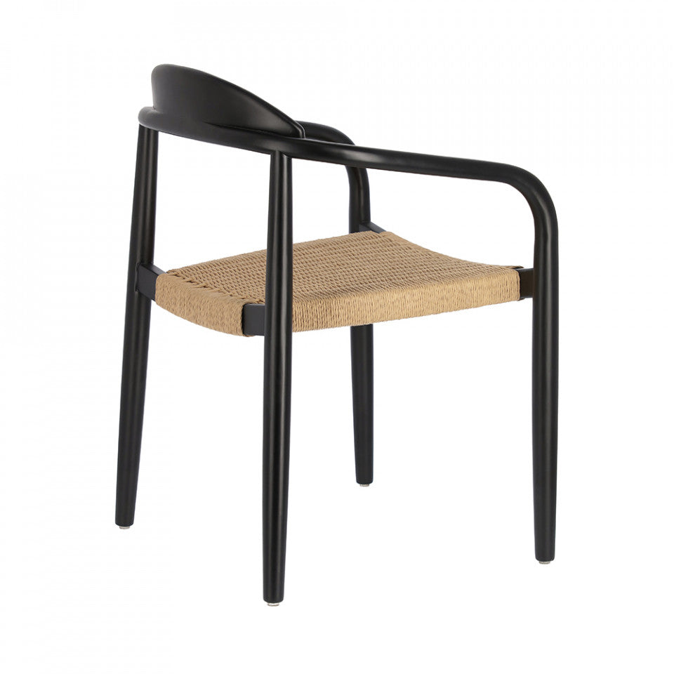 Scaun exterior dining negru/maro din lemn Nina Kave Home