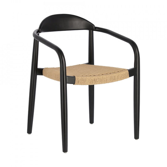 Scaun exterior dining negru/maro din lemn Nina Kave Home