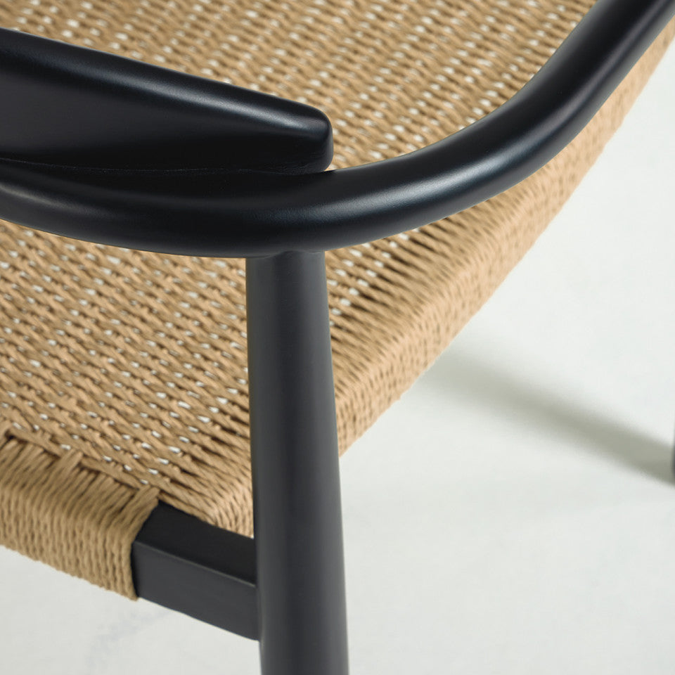 Scaun exterior dining negru/maro din lemn Nina Kave Home