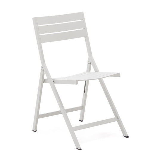 Scaun exterior dining pliabil alb din metal Torreta Kave Home