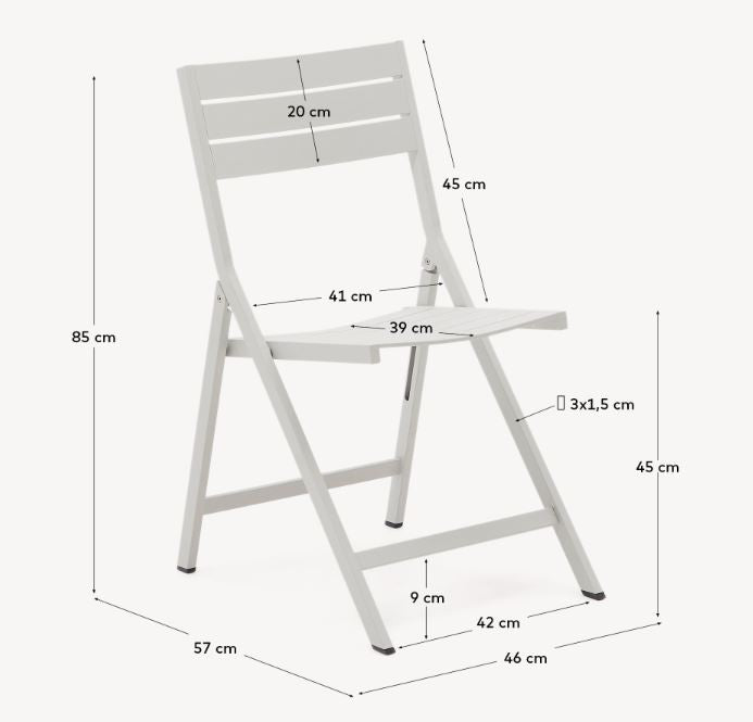 Scaun exterior dining pliabil alb din metal Torreta Kave Home
