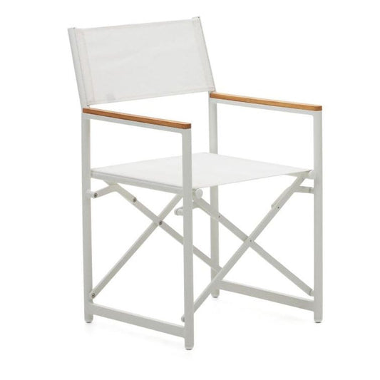 Scaun exterior dining pliabil alb din textil Llado Kave Home
