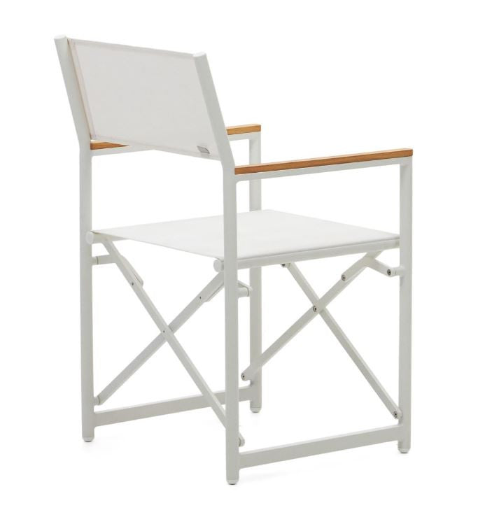 Scaun exterior dining pliabil alb din textil Llado Kave Home