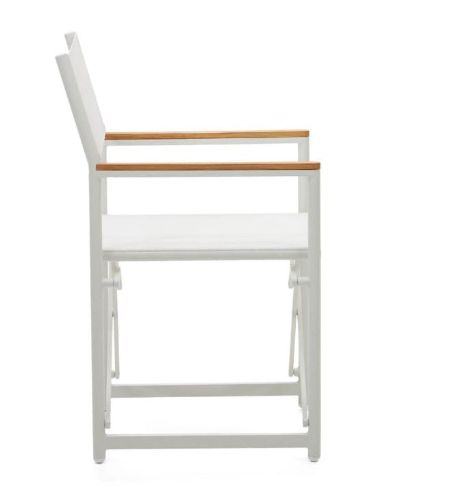 Scaun exterior dining pliabil alb din textil Llado Kave Home