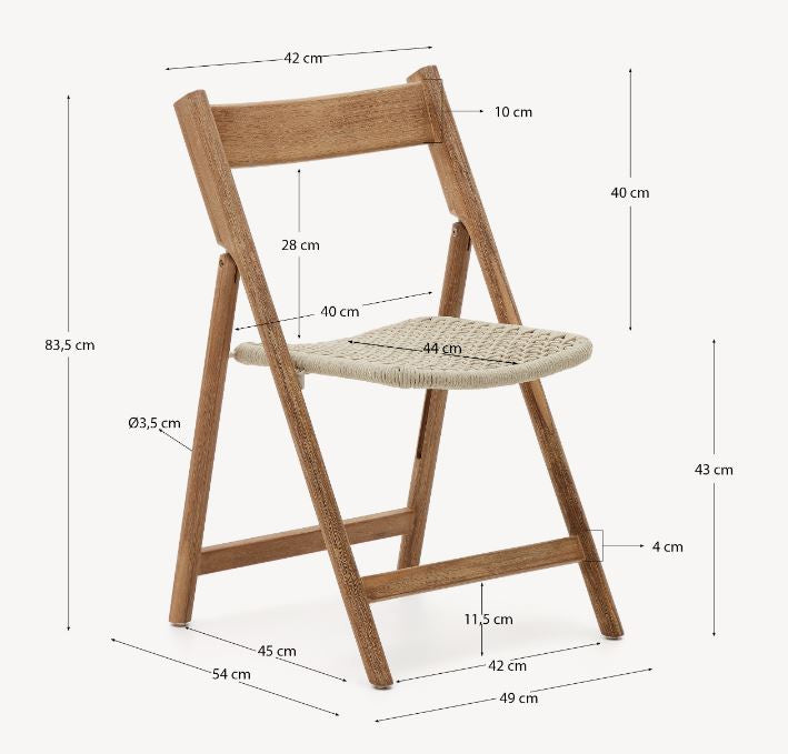 Scaun exterior dining pliabil maro/alb din lemn Dandara Kave Home