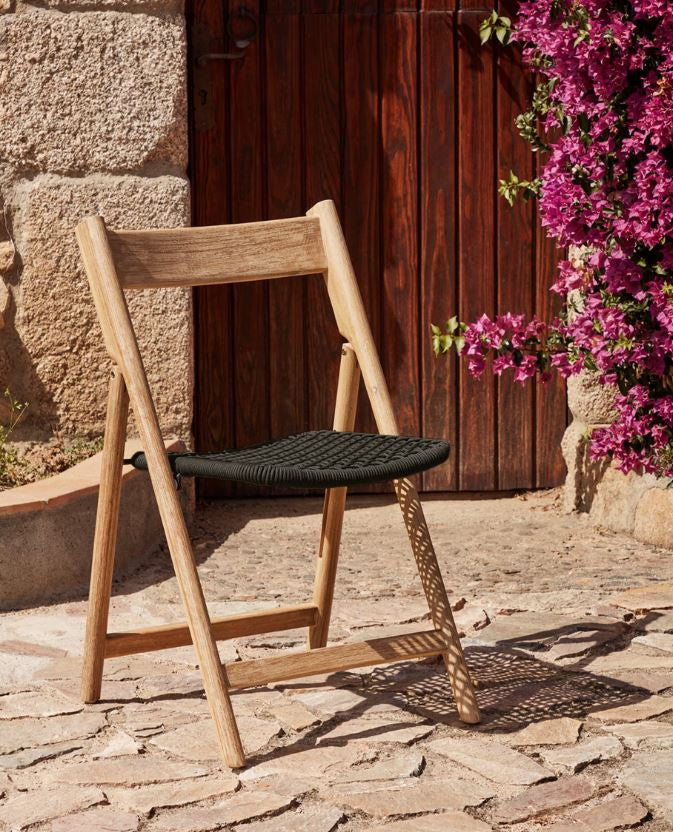 Scaun exterior dining pliabil maro/negru din lemn Dandara Kave Home