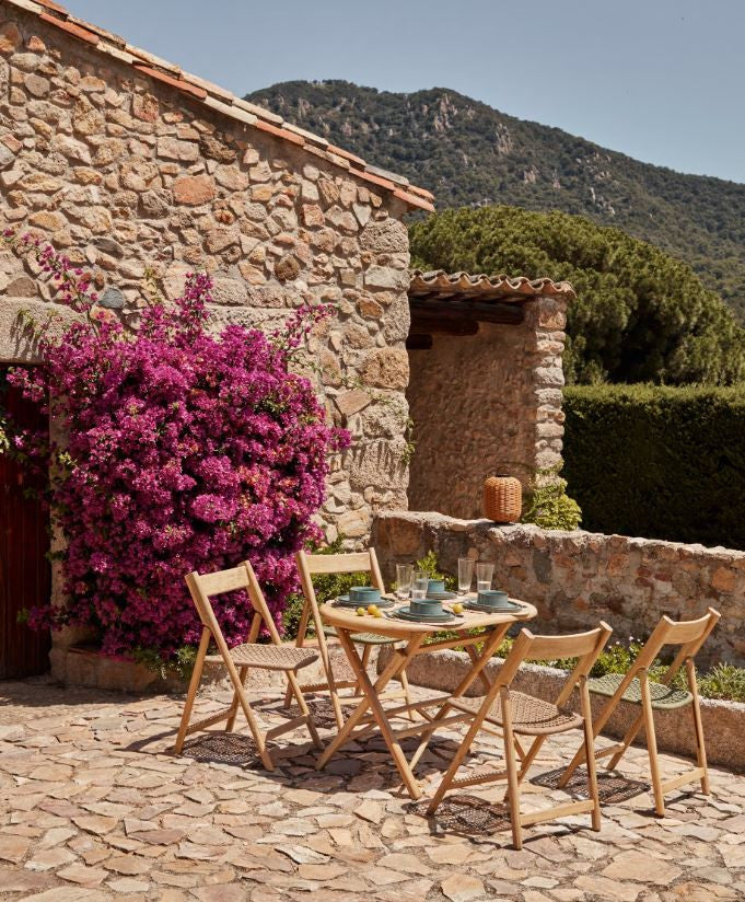 Scaun exterior dining pliabil maro/verde din lemn Dandara Kave Home
